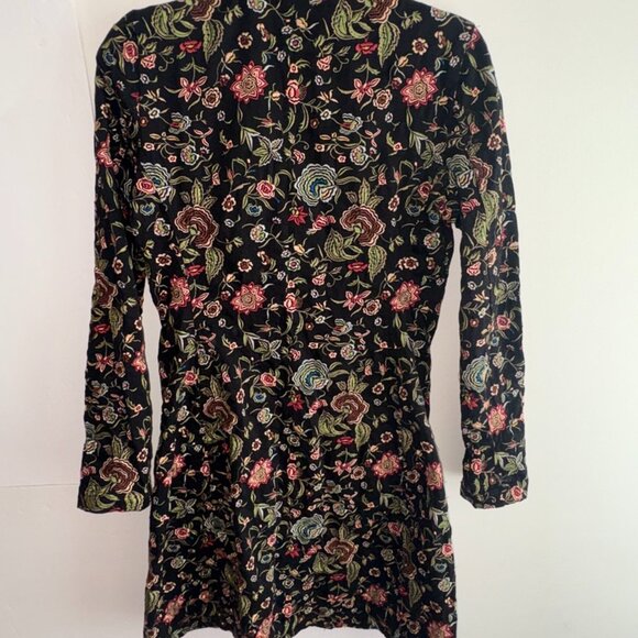 VINTAGE JOHNNY WAS Embroidered Floral 100% Cotton Jacket Overcoat Stunning XS - Picture 11 of 13